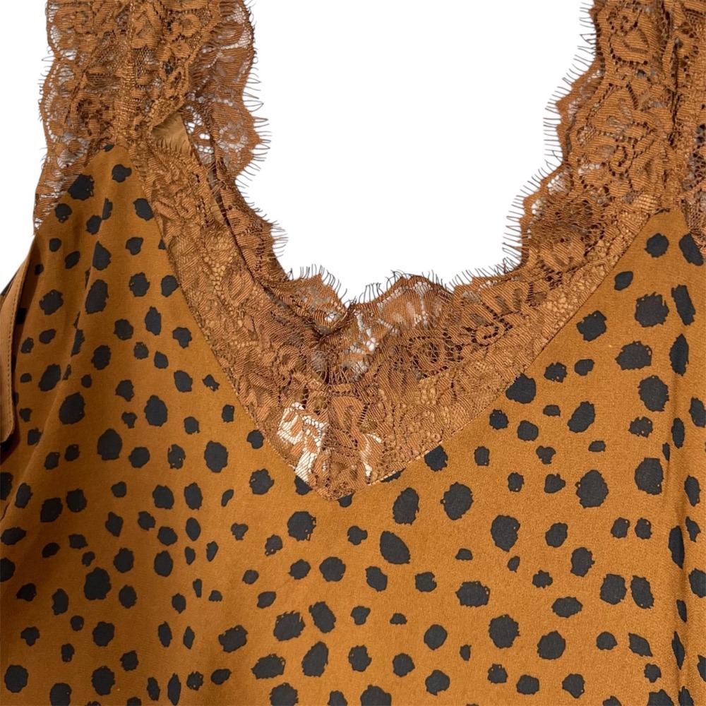 Umgee Tank Top Women's M Leopard Print Lace Y2K